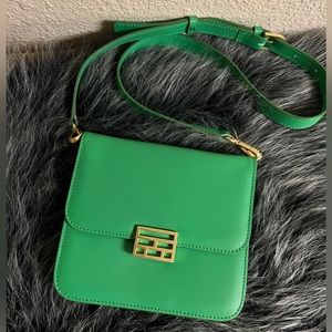 FRAME mini leather crossbody bag in Green/gold